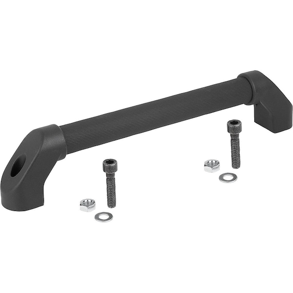 Tubular Handle A=500, L=544, H=80, Form:B, Aluminum Serrated Plastic Sleeve, Comp: Plastic, Black,